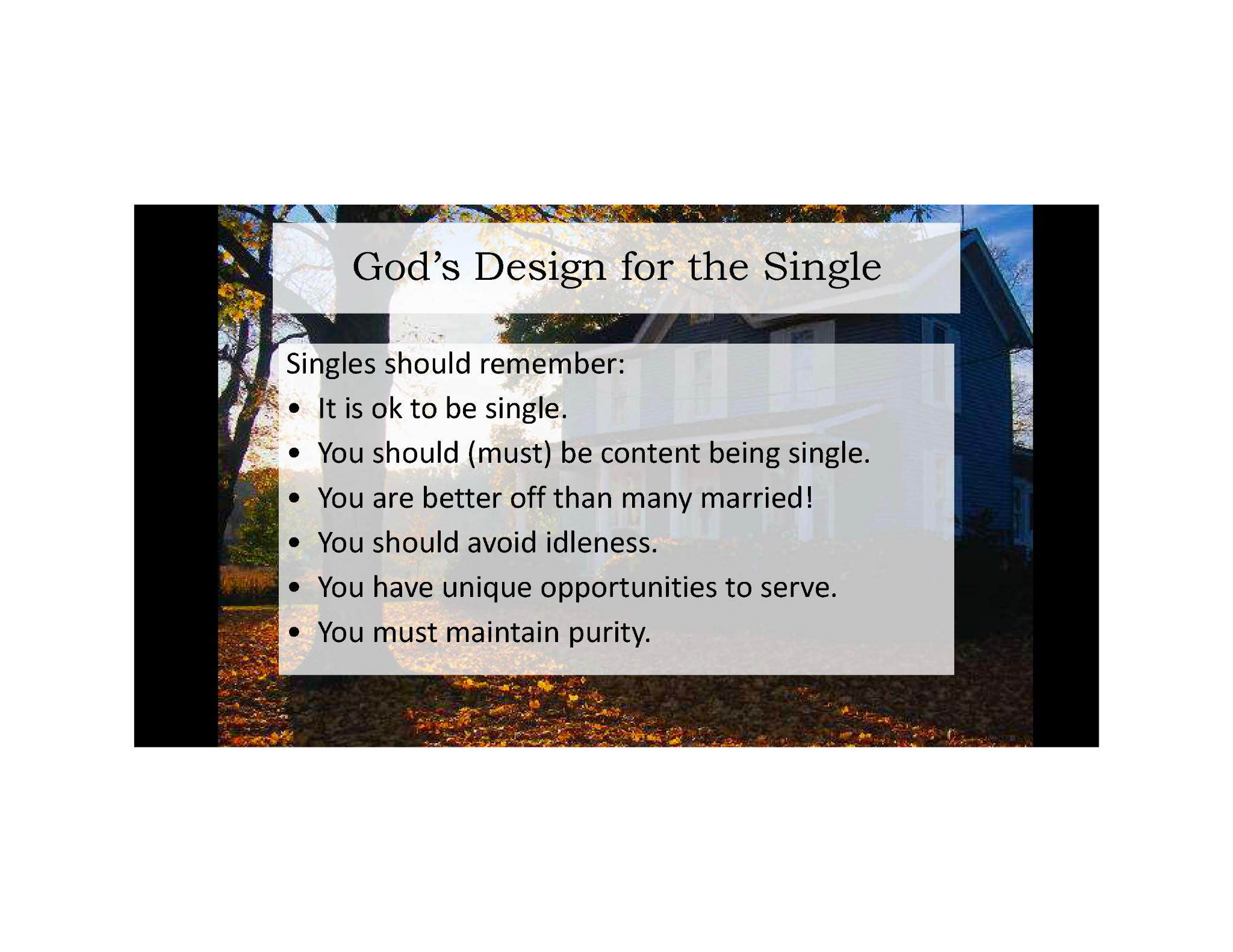 South Franklin Church Of Christ Gods Design For The Single